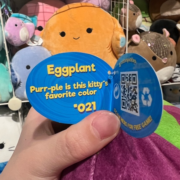 Cats vs Pickles CVP Eggplant Jumbo 8” Bean Stuffed Plush - Picture 3 of 3